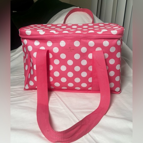 Large Kate Spade Pink and White Polka Dot Cooler Bag - Picture 2 of 6